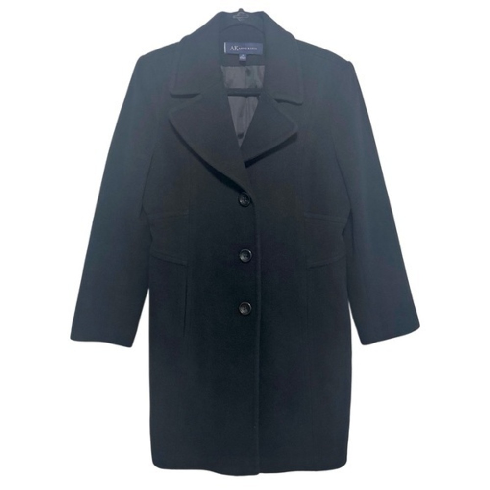 Anne Klein Wool Blend Pea Coat Classic‎ Winter Jacket Black Womens Size M
